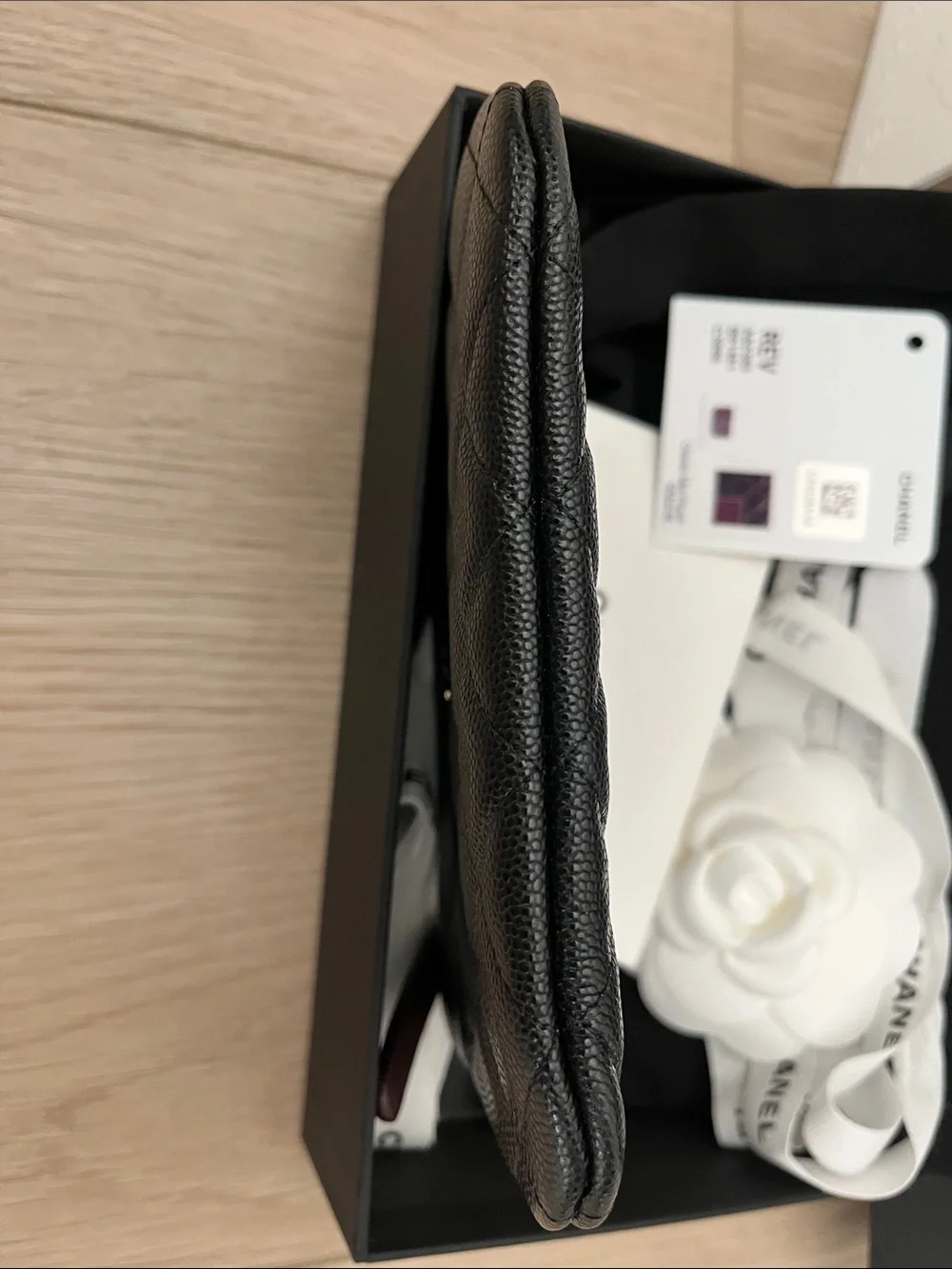 CHANEL Black Caviar Leather Zip Pouch